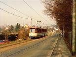 Pt-Wagen 661 auf Linie 12 zwischen Leonhardsgasse und Gelastraße Richtung Konstablerwache am 01.03.1992