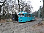 N-Wagen 827 auf Linie 19 am Waldfriedhof Goldstein Richtung Schwanheim am 07.02.2003