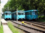 U2e-Wagenzug mit Wagen 398 auf Linie U4, U2e-Wagenzug mit Wagen 375 auf Linie U7 sowie Ptb-Wagenzug mit Wagen 738 auf Linie U7 an der Schäfflestraße am 16.06.2008